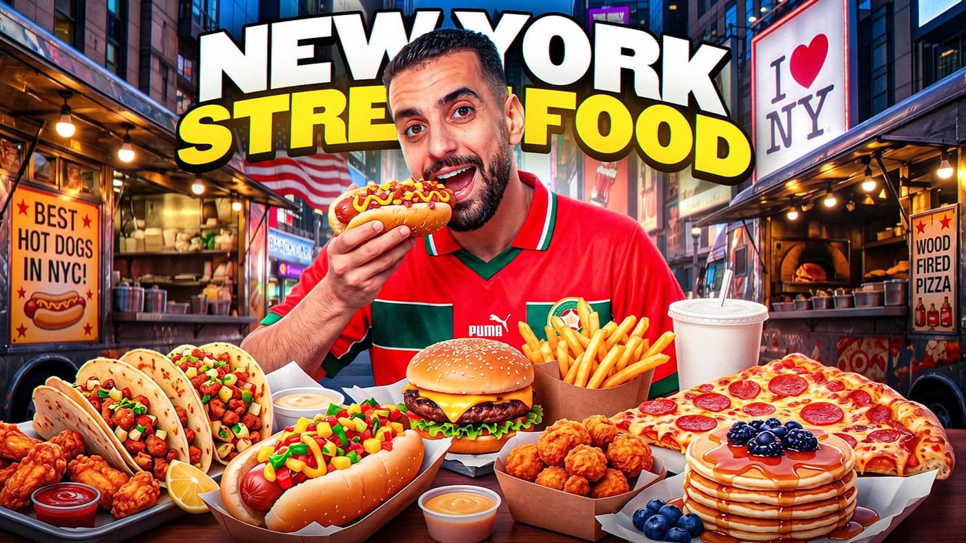 New York Street Food high-CTR YouTube thumbnail design